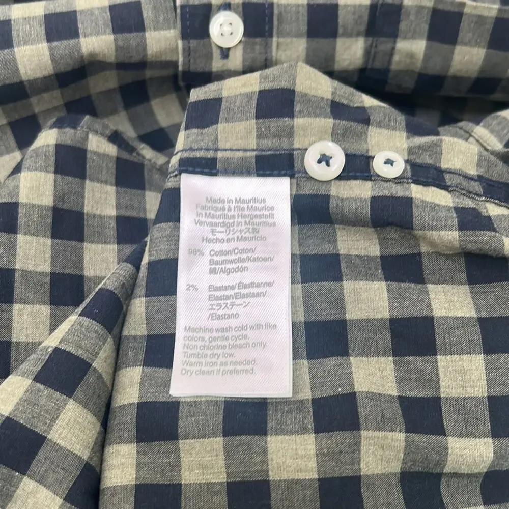 J Crew Slim Fit Stretch Secret Watch Button Down Shirt Navy Olive Plaid Small